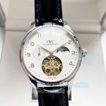 Perfect Replica IWC White Moonphase Tourbillon Dial Stainless Steel Case 42mm Watch